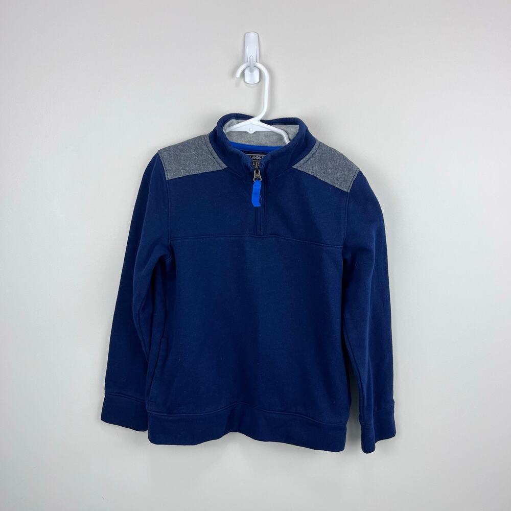 Lands End Quarter Zip Pullover Sweatshirt Navy Blue Small 8